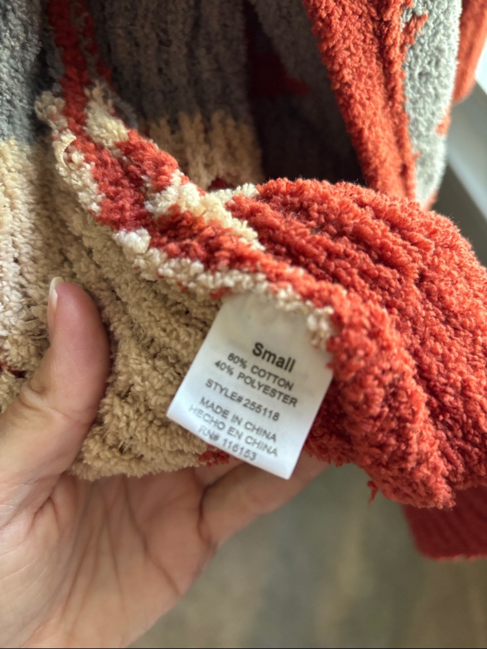 Cozy Rust Red Aztec Open-Front Cardigan Sweater - Picture 3 of 4